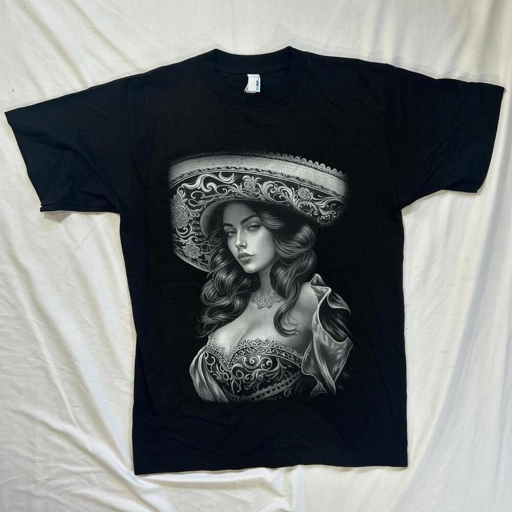 Bold and artistic Chicano-style lowrider portrait tee.